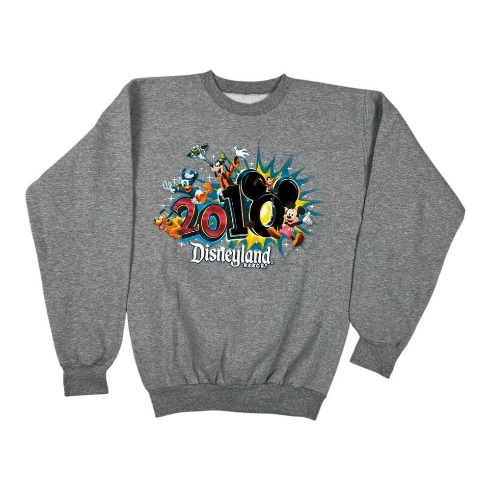 Disneyland Resort 2010 Sweatshirt Mens Small Gray Mickey Fleece Graphic Y2K